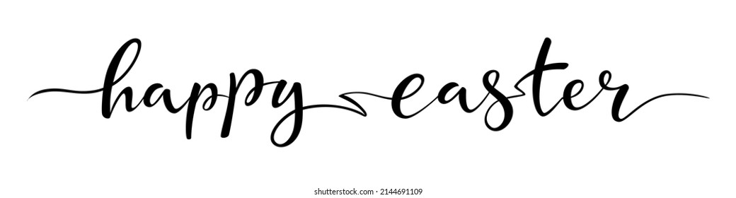 Dibujo mano elegante con letras de pincel Feliz Pascua sobre fondo transparente. Diseño de línea. Para afiche de pancartas, etiqueta, pegatina, volante, cabecera. Saludo de la temporada de vectores.