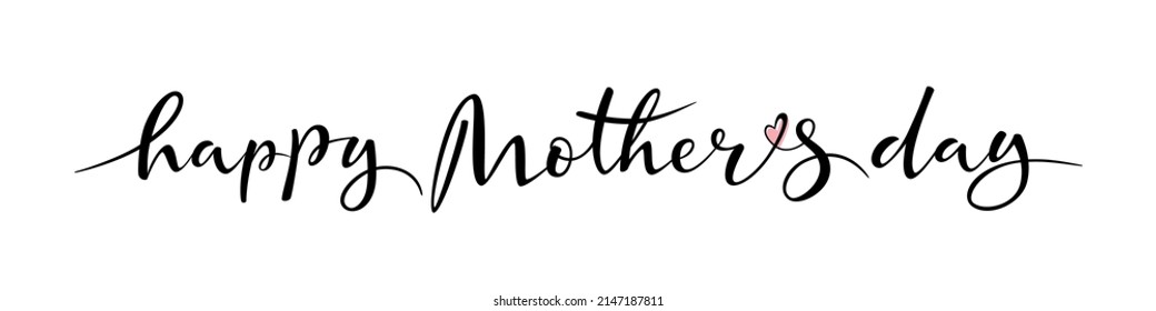 Hand drawn elegant brush lettering  Happy Mother`s Day on transparent background. Line design. Calligraphy vector text for banner poster, label, sticker, flyer, header. Vector season greeting.