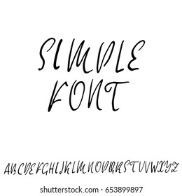 Hand drawn elegant calligraphy font. Modern brush lettering. Grunge style alphabet. Vector illustration.