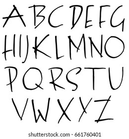 Hand drawn elegant calligraphy font. Modern brush lettering. Grunge style alphabet. Vector illustration.
