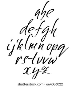 Hand drawn elegant calligraphy font. Modern brush lettering. Grunge style alphabet. Vector illustration.