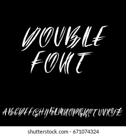 Hand drawn elegant calligraphy font. Modern brush lettering. Grunge style alphabet. Vector illustration.