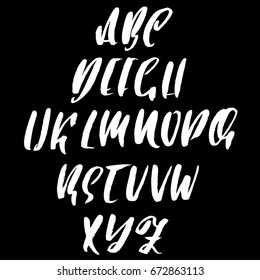Hand drawn elegant calligraphy font. Modern brush lettering. Grunge style alphabet. Vector illustration.