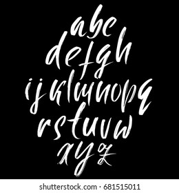 Hand drawn elegant calligraphy font. Modern brush lettering. Grunge style alphabet. Vector illustration.