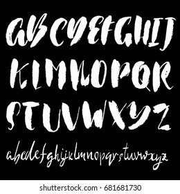 Hand drawn elegant calligraphy font. Modern brush lettering. Grunge style alphabet. Vector illustration.