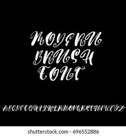 Hand drawn elegant calligraphy font with curl. Modern brush lettering. Grunge style alphabet. Vector illustration.