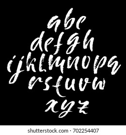 Hand drawn elegant calligraphy font. Modern brush lettering. Grunge style alphabet. Vector illustration.