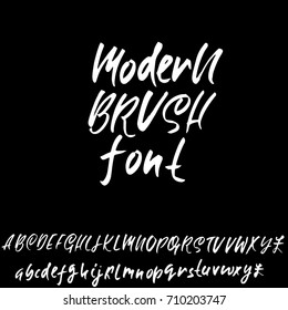 Hand drawn elegant calligraphy font. Modern brush lettering. Grunge style alphabet. Vector illustration