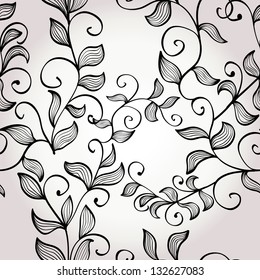 Hand drawn elegant floral background with branches. Eps10