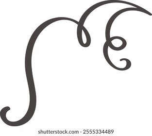 Hand drawn elegant flourish creating a stylized letter m, featuring intricate decorative swirls and curls, perfect for enhancing various design projects and artistic expressions