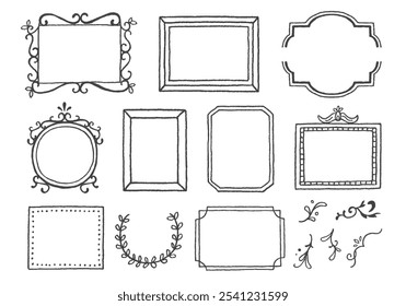 Conjunto de quadros elegantes desenhados à mão