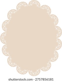 Hand drawn elegant lace doily frame. Round decorative paper cut border 