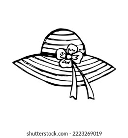 hand drawn elegant ladies hat, doodle style