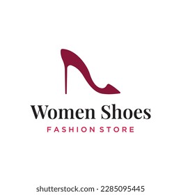 Hand drawn elegant and luxury high heel women's shoes logo. Template for business, women's shoe shop, fashion, beauty.