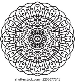 Hand drawn Elegant mandala design with abstract floral design. Suitable for coloring book, henna, or advertising