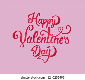 Hand drawn elegant modern brush lettering of Happy Valentines Day with hearts isolated on violet background. Vector illustration. 