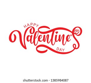 Hand drawn elegant modern brush lettering of Happy Valentines Day isolated on white background. Vector illustration. 