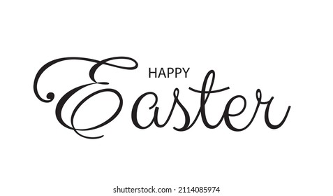 Hand drawn elegant modern brush lettering Happy Easter isolated on white background.Vector illustration for design on poster,banner,greeting card,web