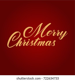 Hand drawn elegant modern brush lettering of Merry Christmas isolated on red background.Vector illustration.