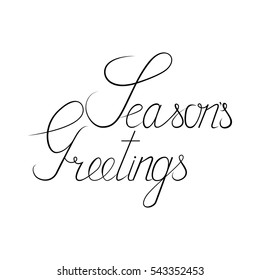 Hand drawn elegant modern ink calligraphy lettering of Season s Greetings isolated on white background