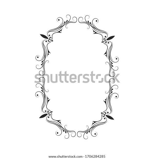 Hand drawn\
elegant oval frame. Royal border.  Vector isolated swirl monogram.\
Classic wedding invitation\
template.