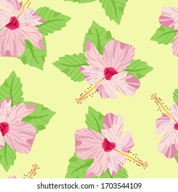 Hand drawn Elegant seamless pattern with decorative hibiscus flowers, design elements. Floral pattern for wedding invitations, greeting cards, scrapbooking, print.   
