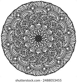 Handgezeichnetes Element. Schwarz und Weiß. Mandala. Vektorillustration