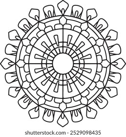 Elemento dibujado a mano. Blanco y negro. Mandala. Ilustración vectorial.