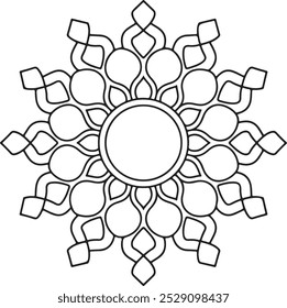 Elemento desenhado à mão. Preto e branco. Mandala. Ilustração vetorial.