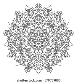 Hand drawn element. Black and white. Mandala. Vector illustration.