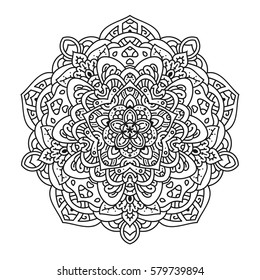 Hand drawn element. Black and white. Mandala. Vector illustration.
