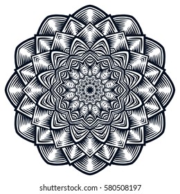 Hand drawn element. Black and white. Vintage print. Vector illustration.