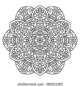 Hand drawn element. Black and white. Mandala. Vector illustration.