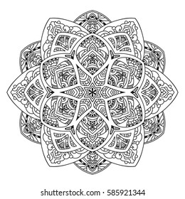 Hand drawn element. Black and white. Mandala. Vector illustration.