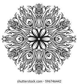 Hand drawn element. Black and white. Vector illustration.