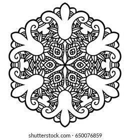Hand drawn element. Black and white. Mandala. Vector illustration.
