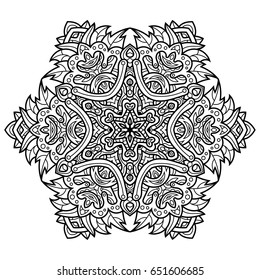 Hand drawn element. Black and white. Mandala. Vector illustration.