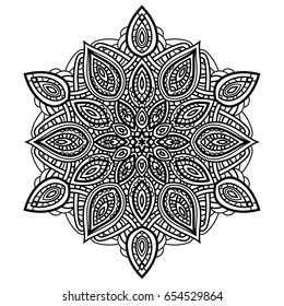 Hand drawn element. Black and white. Mandala. Vector illustration.