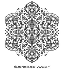 Hand drawn element. Black and white. Mandala. Vector illustration.