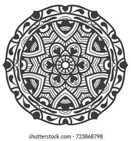 Hand drawn element. Black and white. Mandala. Vector illustration.