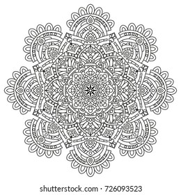 Hand drawn element. Black and white. Mandala. Vector illustration.