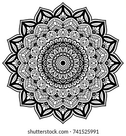 Hand drawn element. Black and white. Mandala. Vector illustration.