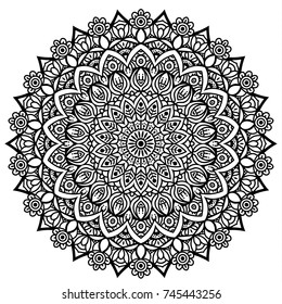 Hand drawn element. Black and white. Mandala. Vector illustration.
