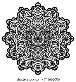 Hand drawn element. Black and white. Mandala. Vector illustration.