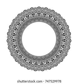 Hand drawn element. Black and white. Mandala. Vector illustration.