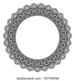 Hand drawn element. Black and white. Mandala. Vector illustration.