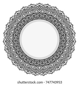 Hand drawn element. Black and white. Mandala. Vector illustration.