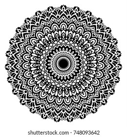 Hand drawn element. Black and white. Mandala. Vector illustration.