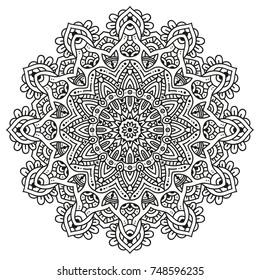 Hand drawn element. Black and white. Mandala. Vector illustration.