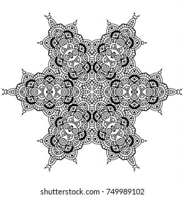 Hand drawn element. Black and white. Mandala. Vector illustration.